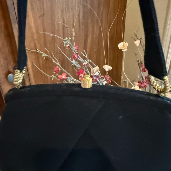 Vintage MM Malama Black Handbag  with Gold Accents 10”wide 7 “ height - Picture 12 of 14